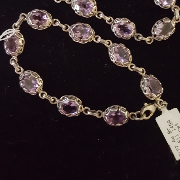 Stunning Amethyst & Sterling Silver Bracelet 7" - Fab February birthstone! - Picture 2 of 6